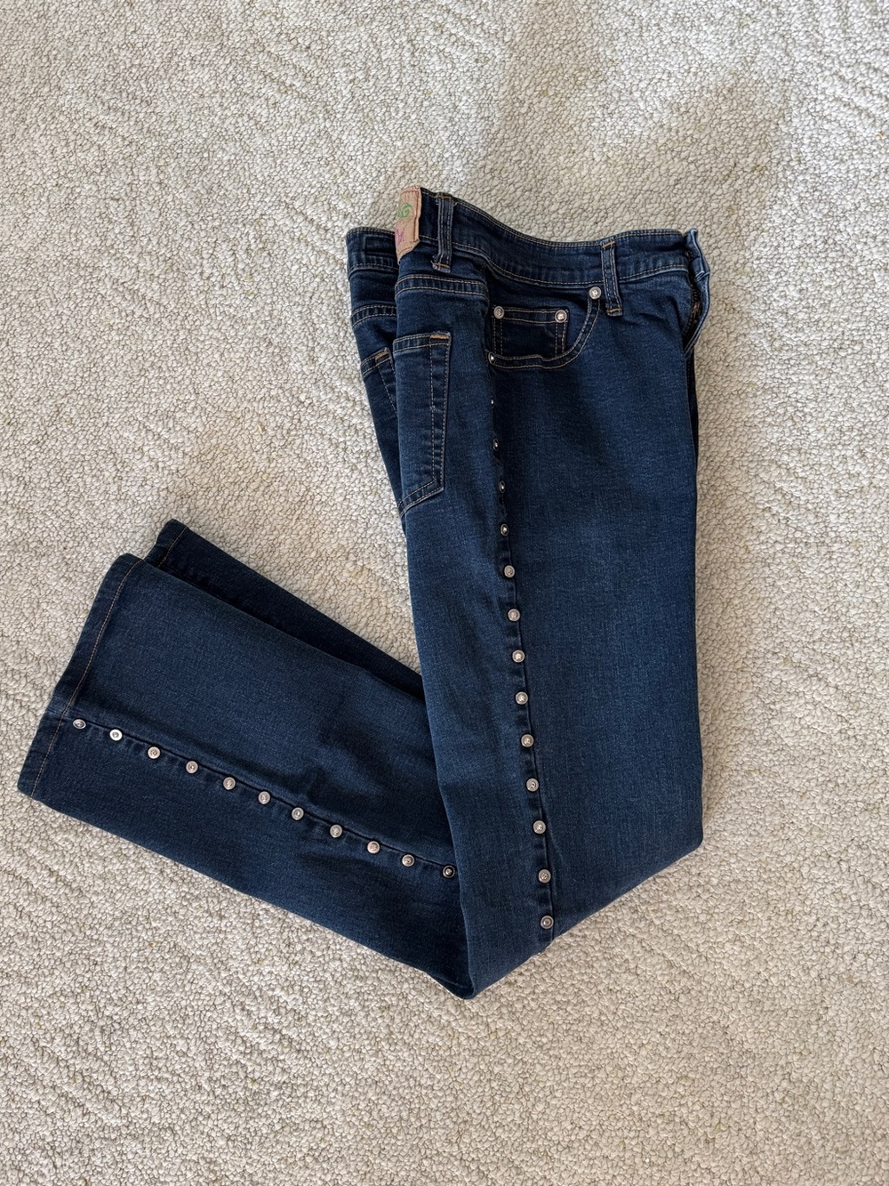 SASSY THAI Dark Blue Bootcut Jeans Side Stud Accents Size 4